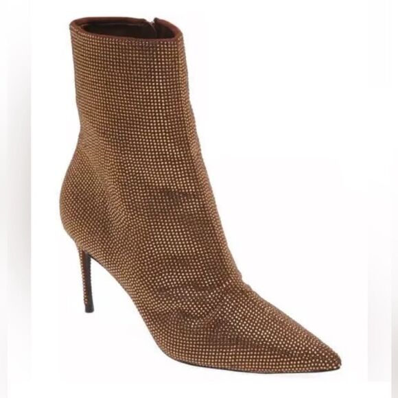 Black suede studio dahlia crystal embellished pointy boots - Picture 1 of 9
